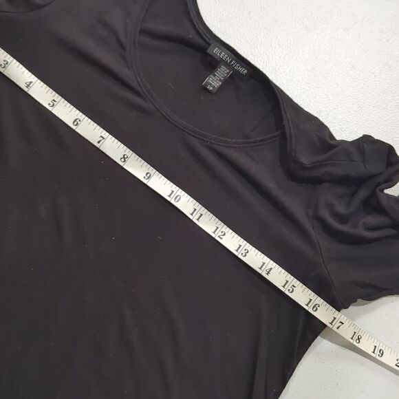Eileen Fisher Womens Top Small Black Short Sleeve Tunic Basic - Picture 7 of 8